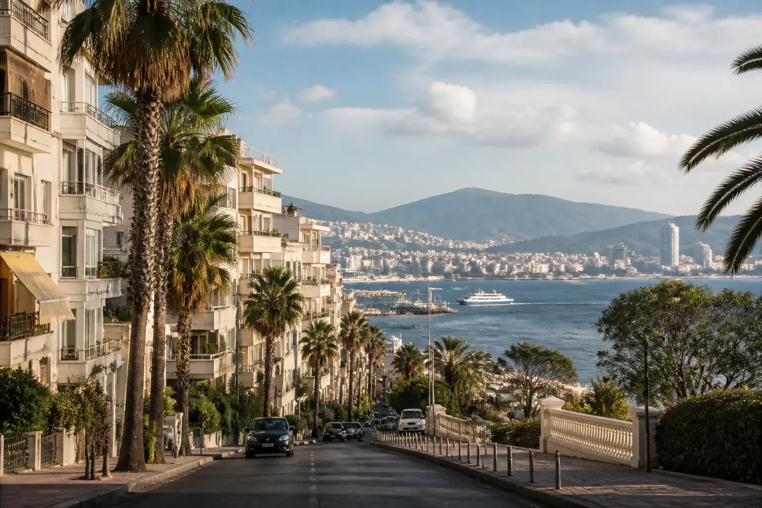 İzmir’in sahil kenti karakterini gösteren geniş şehir görünümü